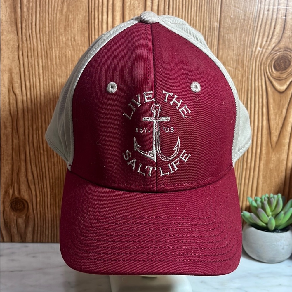 New Salt Life Beige and Red Flex Cap